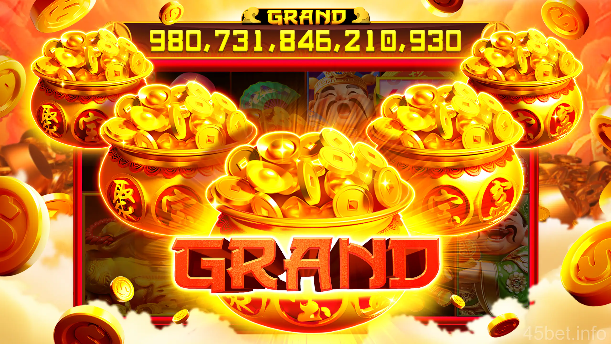 Tela inicial do app 45bet